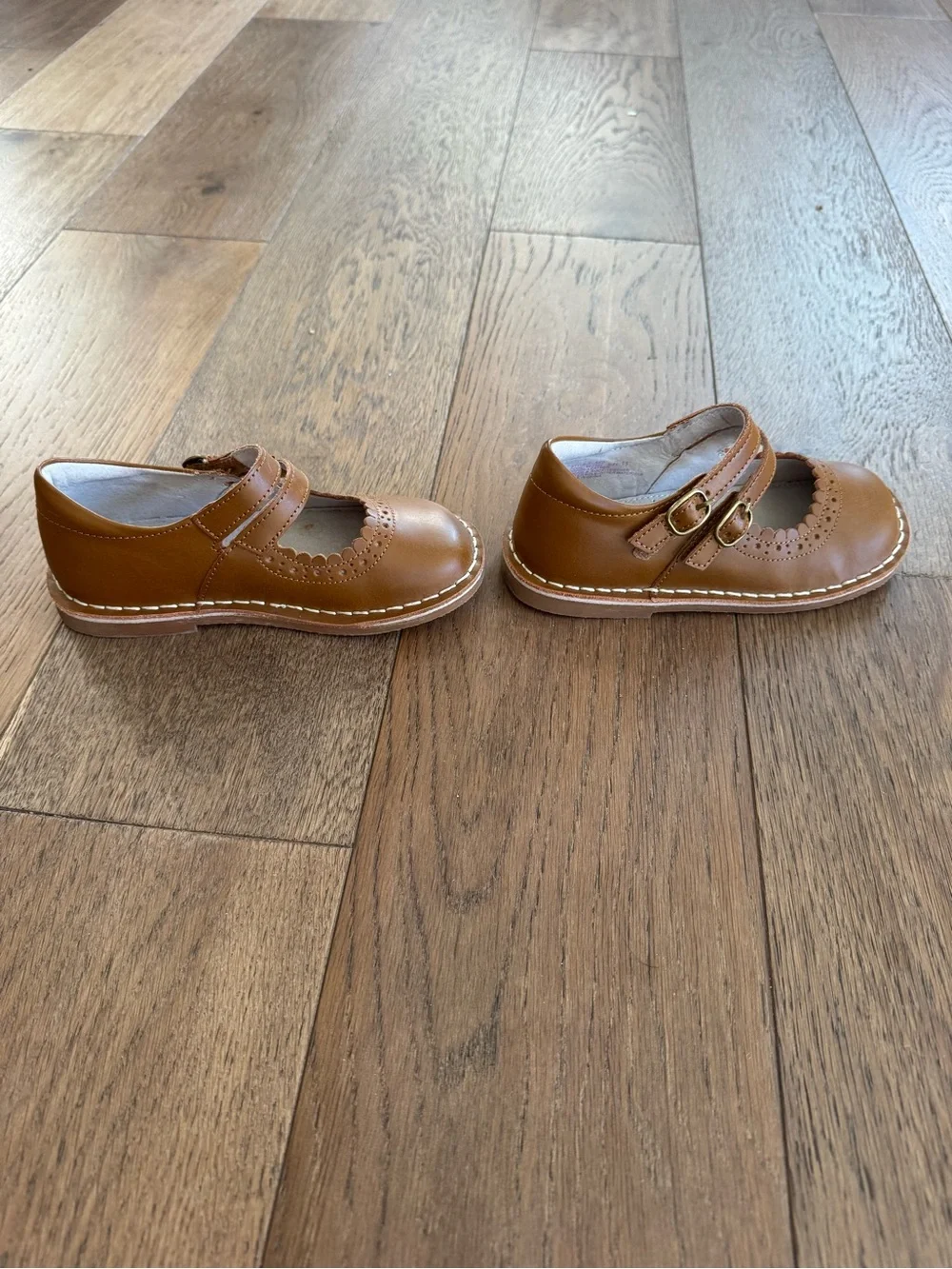 L’Amour Kids Tan Camel Tatiana Double Strap Mary Jane Shoes. Sz Toddler 11